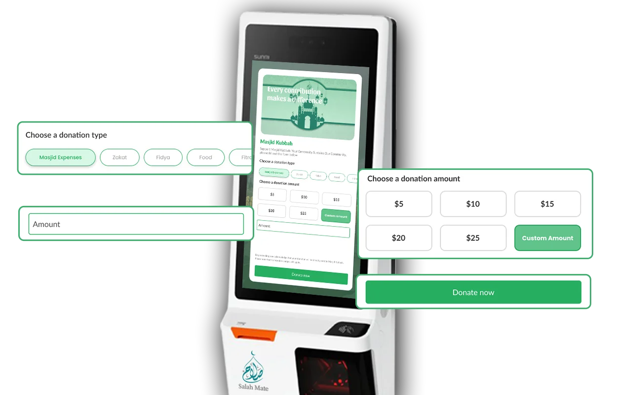 Cashless mosque donation kiosk with Stripe integration – completely free
